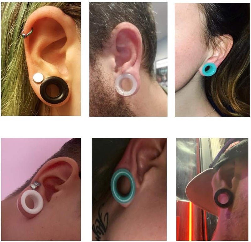 Oyaface 2 PC Colorful Hard Silicone Flexible Ear Skin Tunnels Plugs Hollow Ear Gauges 2G-25mm - Image 5