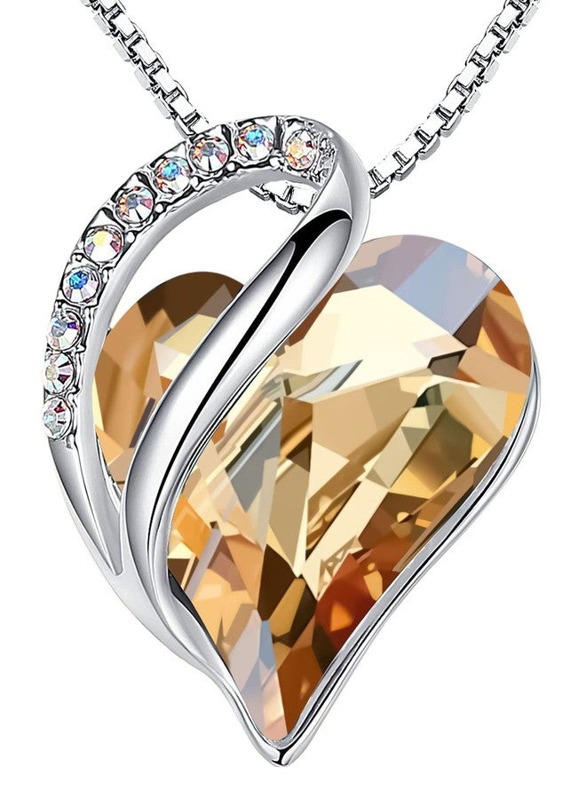Leafael Infinity Love Heart Necklace, Birthstone Necklaces for Women with Healing Stones, Allergy-Free Jewelry for Women, Silver-Tone Pendant Necklace with Gift Box, 18+2 Inch Chain Extender - Image 1