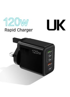 120W Multifunctional 5-Port Type-C Charger - Wall USB C PD Charger with Quick Charge 3.0 Charging Station Compatible with iPhone Pixel Samsung Huawei iPad Tablets and more 3PD+2USB