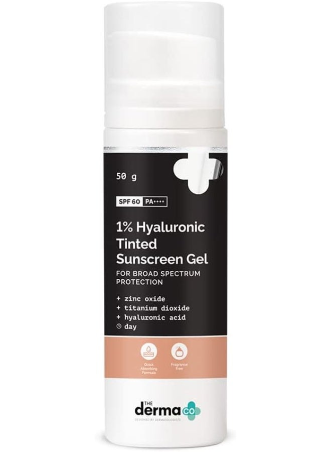 Derma The Derma Co 1% Hyaluronic Tinted Sunscreen Gel for Broad Spectrum Protection - 50g - Image 1