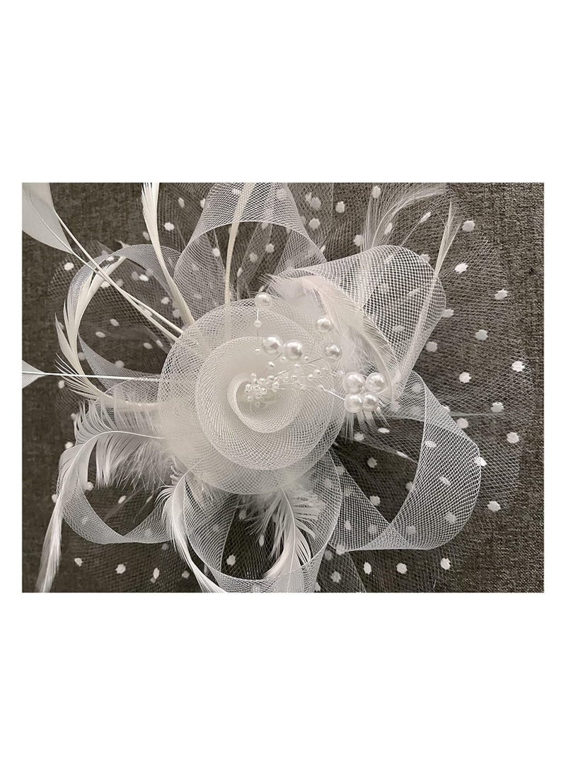 Veil Headband with Hair Clip, Women Tea Party Hat Headband Wedding Church, Feather Tiara Bridal Hair Accessories Mesh Top Hat Jockey Club Hair Accessories, Women's Hats Party Prom Hats - Image 5