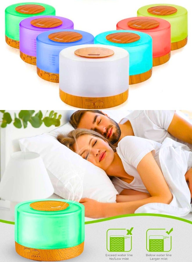 Chase Up Upgraded Essential Oil Diffuser, 500ml Aromatherapy Diffuser with 7 Color Lights and 4 Timer, Cool Mist Humidifier with Auto Shut-off Function for Home Office - Image 2