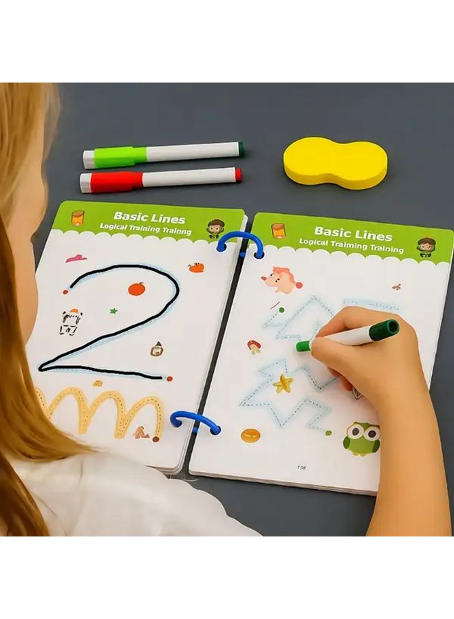 BO SHGF32 32 صفحة كتاب تدريب التحكم بالقلم القابل لإعادة الاستخدام مع بطاقات رسم قابلة للمسح - Image 2