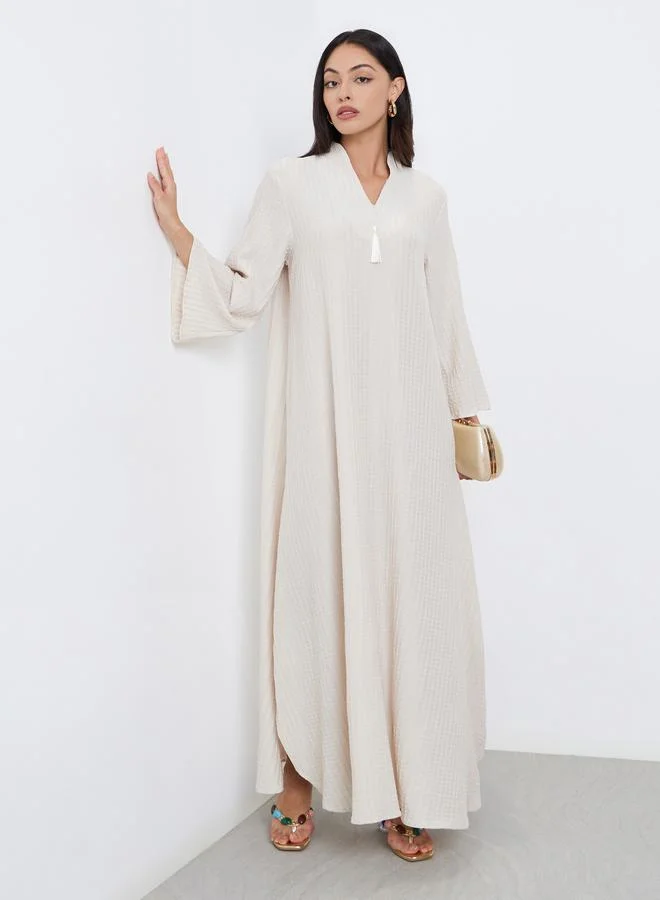 Amirah Textured Jalabiya with Tassel Detail