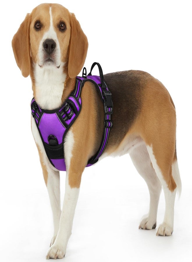Eagloo Dog Harness Small Sized Dog, No Pull Service Vest with Reflective Strips and Control Handle, Adjustable and Comfortable for Walking, No Choke Pet Harness with 2 Metal Rings, Purple, S - Image 1