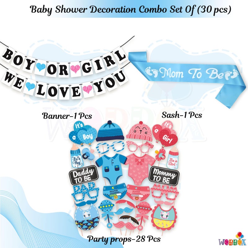 Wobbox Baby Shower Decoration Items| Baby Shower Ceremony Photo Booth Props for Photoshoot, Baby Shower Banner& Mom to Be Sash, Godh Bharai Ceremony Decoration Kit-(FP4673) - Image 2