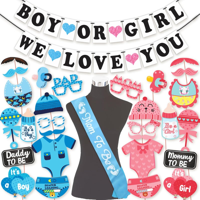Wobbox Baby Shower Decoration Items| Baby Shower Ceremony Photo Booth Props for Photoshoot, Baby Shower Banner& Mom to Be Sash, Godh Bharai Ceremony Decoration Kit-(FP4673) - Image 1