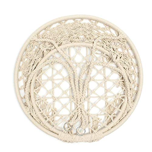 ONPRIX Round Cotton Home Swing for Perfect for Indoor Outdoor Teens Girl Bedroom Home Room Patio Deck Yard Garden Knitted Floating Swinging Bench White - Image 2