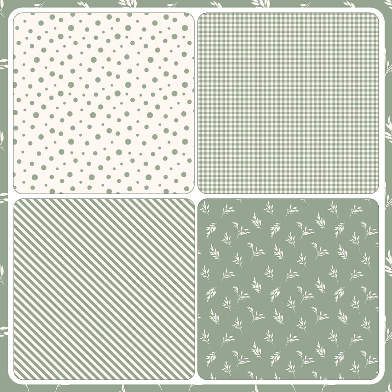 woric Sage Green Wrapping Paper 4 Rolls Gift Wrapping Paper with Stripe Polka Dot Check Beige Leaves Design for Baby Shower Wedding Birthday Spring Easter Decor - 17 x 120 in(10ft) Per Roll - Image 3