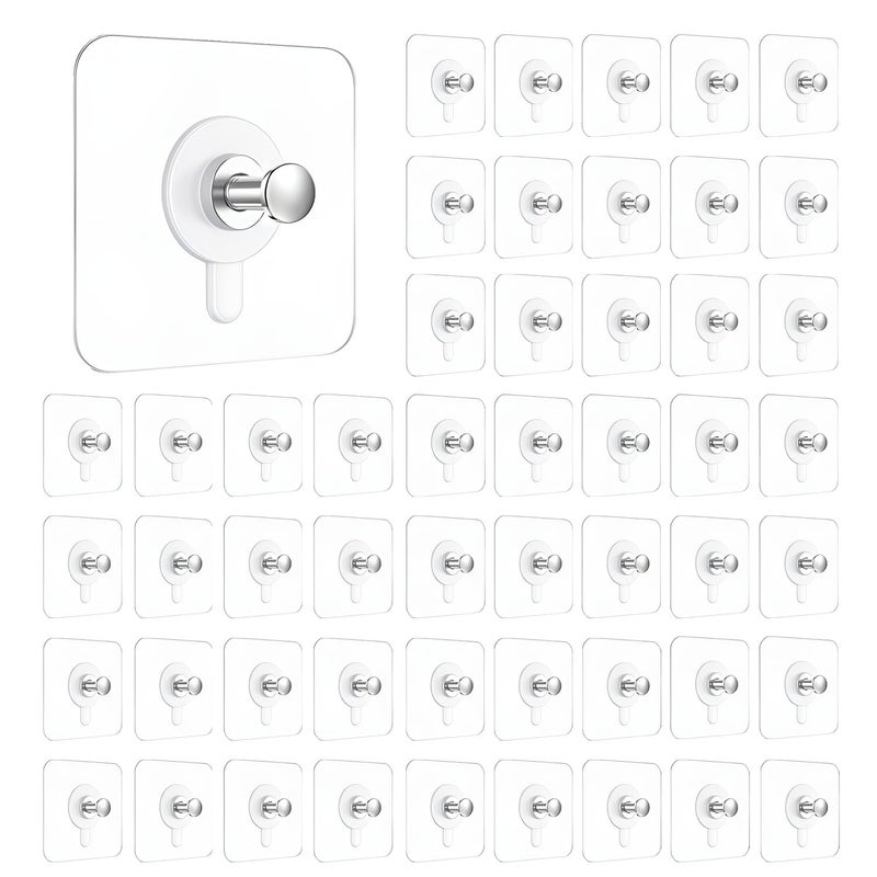 DALUCI Self Adhesive Wall Hooks 50 Pcs – Heavy Duty Nail-Free Hooks for Wall Heavy Items | Photo Frame Hooks Without Drilling | Strong Sticky Hook for Frames, Clocks & Keys (Photo Frame Hook, 50) - Image 1