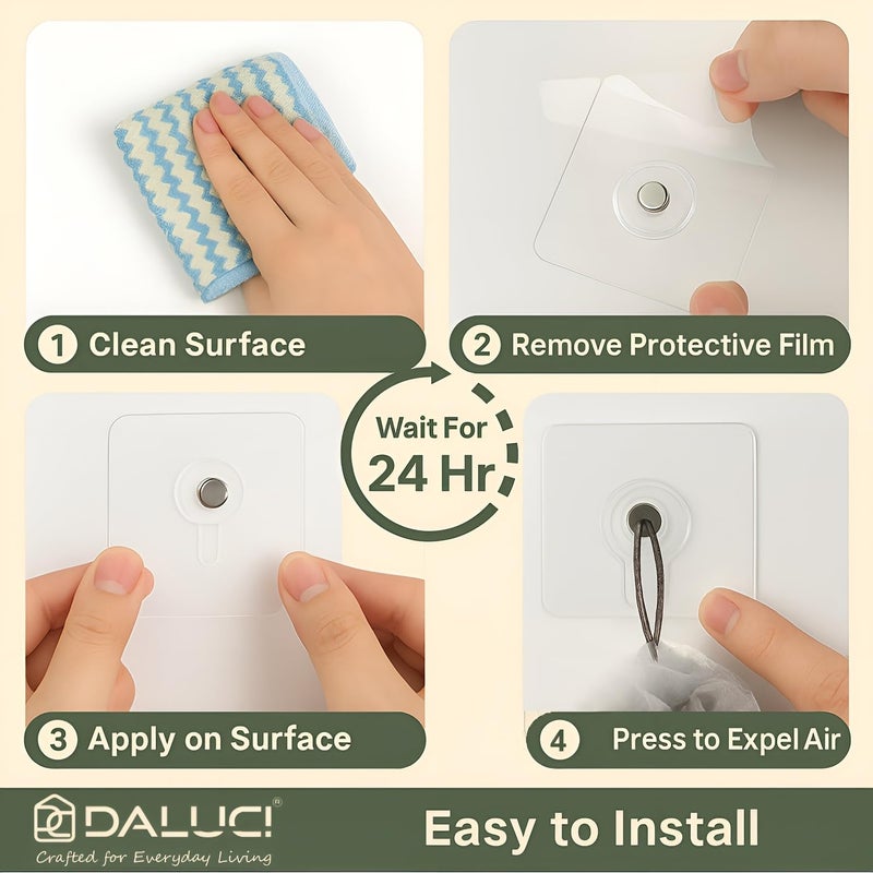 DALUCI Self Adhesive Wall Hooks 50 Pcs – Heavy Duty Nail-Free Hooks for Wall Heavy Items | Photo Frame Hooks Without Drilling | Strong Sticky Hook for Frames, Clocks & Keys (Photo Frame Hook, 50) - Image 3
