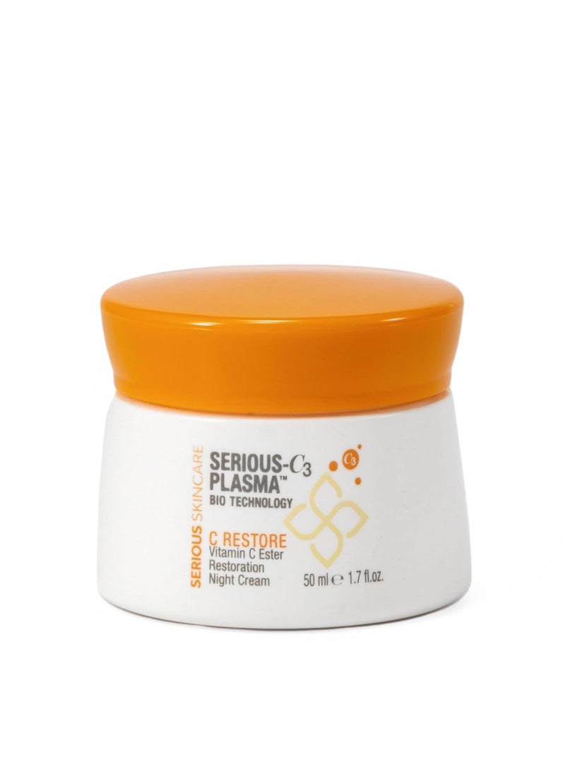 Serious Skincare Serious Skincare  SeriousC3 Plasma Vitamin C Restore  Restoration Night Cream for Deep Hydration  Hydrolyzed Collagen  Hydrating Moisture for Face and Neck  17 oz 