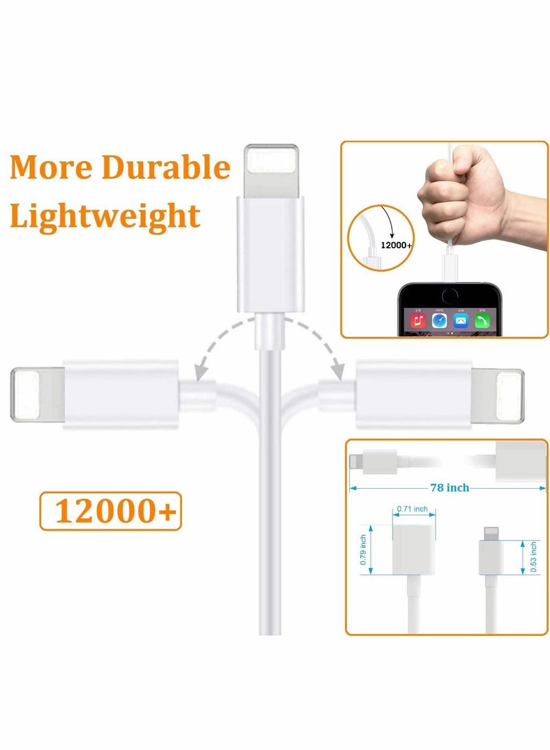 SYOSI Charger Extension Cable, for iPhone/iPad, Extender Dock Cable for Male to Female Cable Extension Adapter Pass Video, Data, Audio(6.6FT/1M*2 White) - Image 3