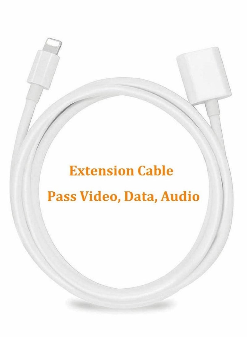 SYOSI Charger Extension Cable, for iPhone/iPad, Extender Dock Cable for Male to Female Cable Extension Adapter Pass Video, Data, Audio(6.6FT/1M*2 White) - Image 4