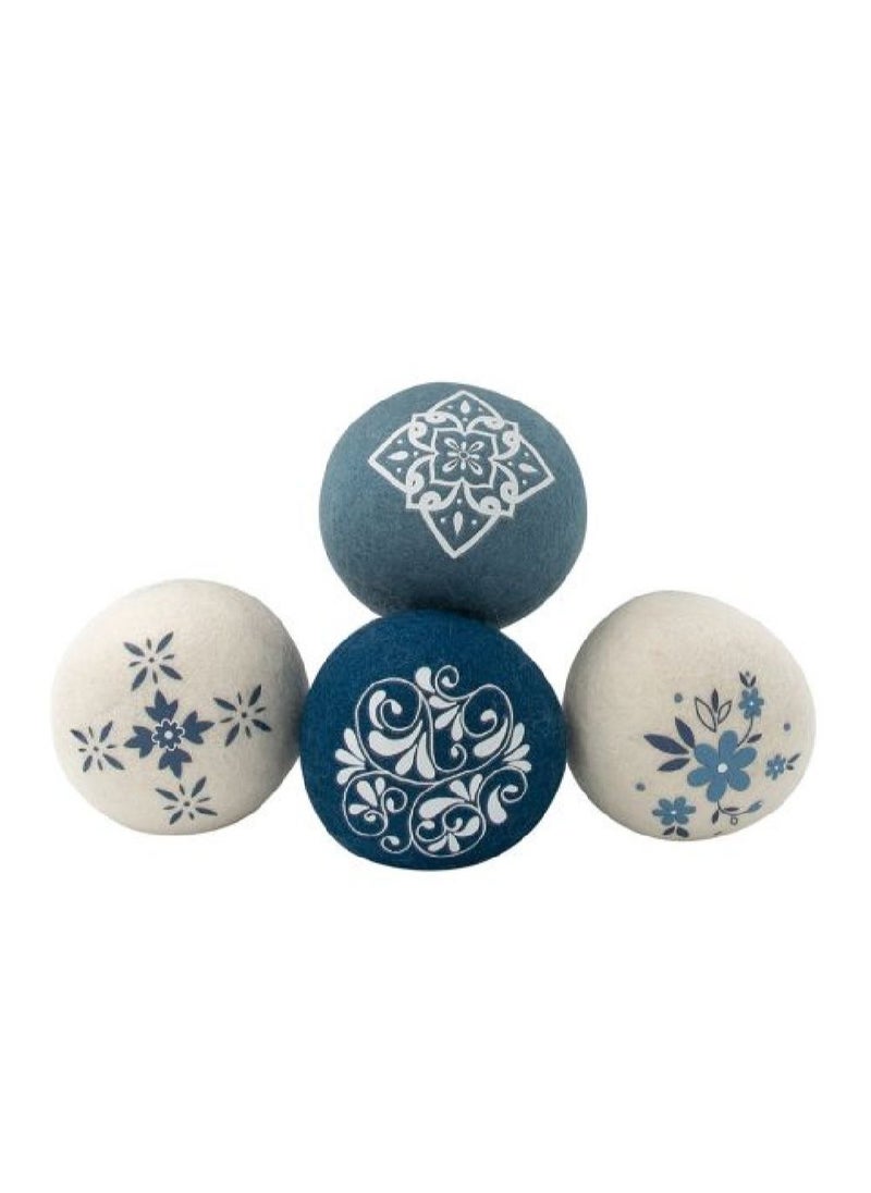 Simplify - Simplify 4-Piece Printed Wool Dryer Balls Set – Assorted Designs, Eco-Friendly Fabric Softener Alternative, 1 Pack - Image 1