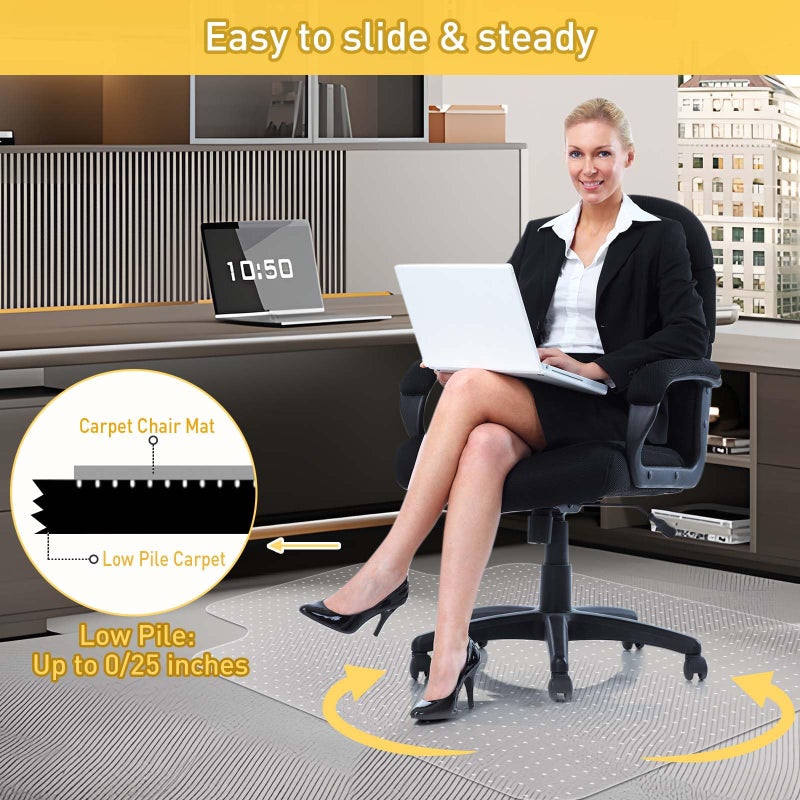 PHOUZIN Heavy Duty Office Chair Mat for Carpet Floors & Desk Mat for Carpeted Floors - Clear Floor Protector with Extended Lip | Slip-Resistant, Easy Glide 36"x48" for Low/Flat Pile - Home, Office & Gaming - Image 2