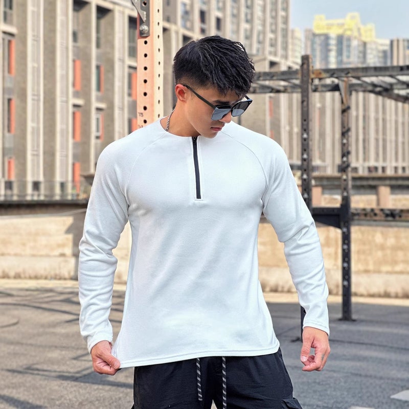 Men's Casual Long Sleeve Zip Hoodie T-Shirt - Image 1