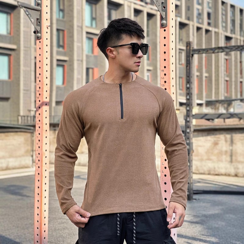 Men's Casual Long Sleeve Zip Hoodie T-Shirt - Image 2