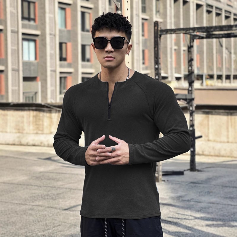 Men's Casual Long Sleeve Zip Hoodie T-Shirt - Image 5