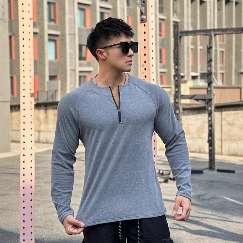 Men's Casual Long Sleeve Zip Hoodie T-Shirt - Image 4