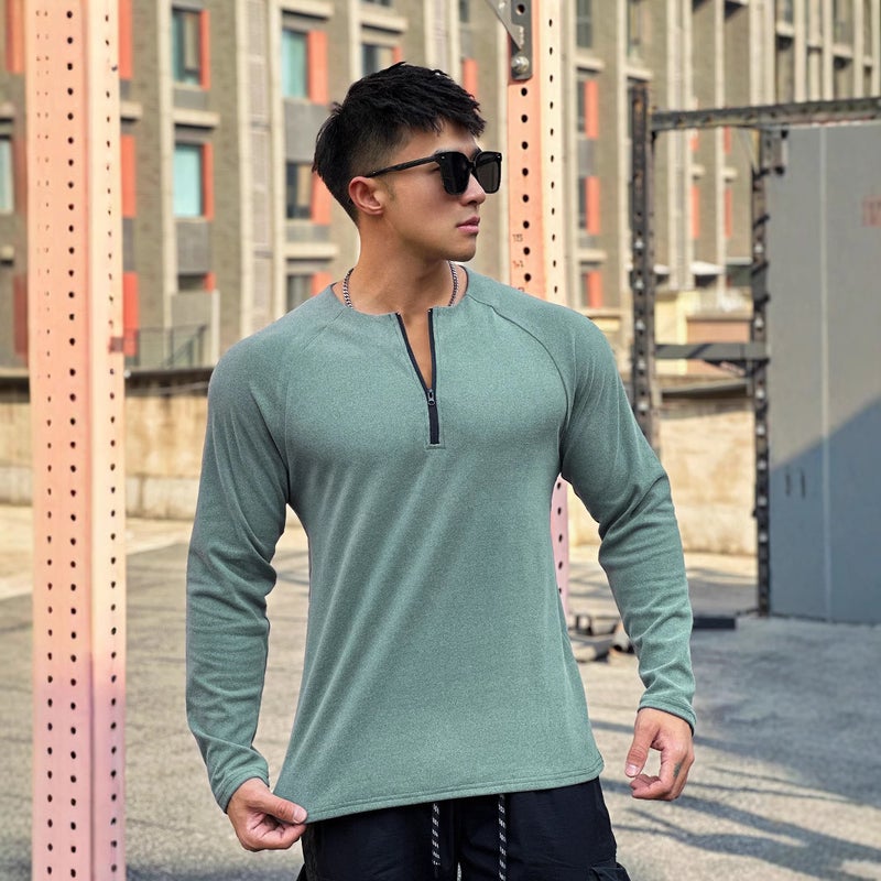 Men's Casual Long Sleeve Zip Hoodie T-Shirt - Image 3