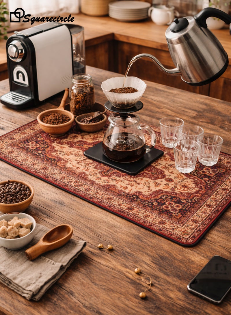 Squarecircle Bohemian Coffee Mat 80×40cm, Arabic Style Waterproof Non-Slip Coffee Machine Pad for Kitchen Counter, Coffee Bar, Cups, Mugs & Accessories - Image 4