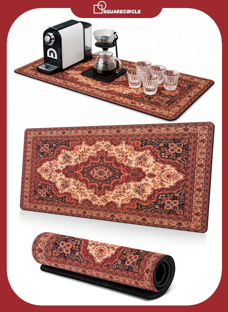 Squarecircle Bohemian Coffee Mat 80×40cm, Arabic Style Waterproof Non-Slip Coffee Machine Pad for Kitchen Counter, Coffee Bar, Cups, Mugs & Accessories - Image 1