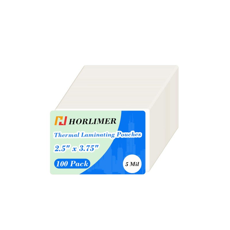 HORLIMER 100 Pack 2 x 3.5 Thermal Laminating Sheets, Clear Business Card Laminating Pouches 2.5 x 3.75 for Laminator, 5 Mil - Image 1