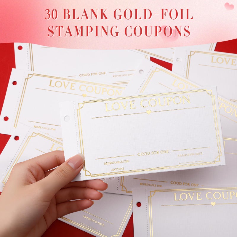 JULEASEL Love Coupons for Him â€“ 30 Blank Personalized Coupons | Romantic Valentines Gifts for Him, Thoughtful Valentines Day Gifts for Husband, Cute Vday Gift for Boyfriend (Ruby Red) - Image 2
