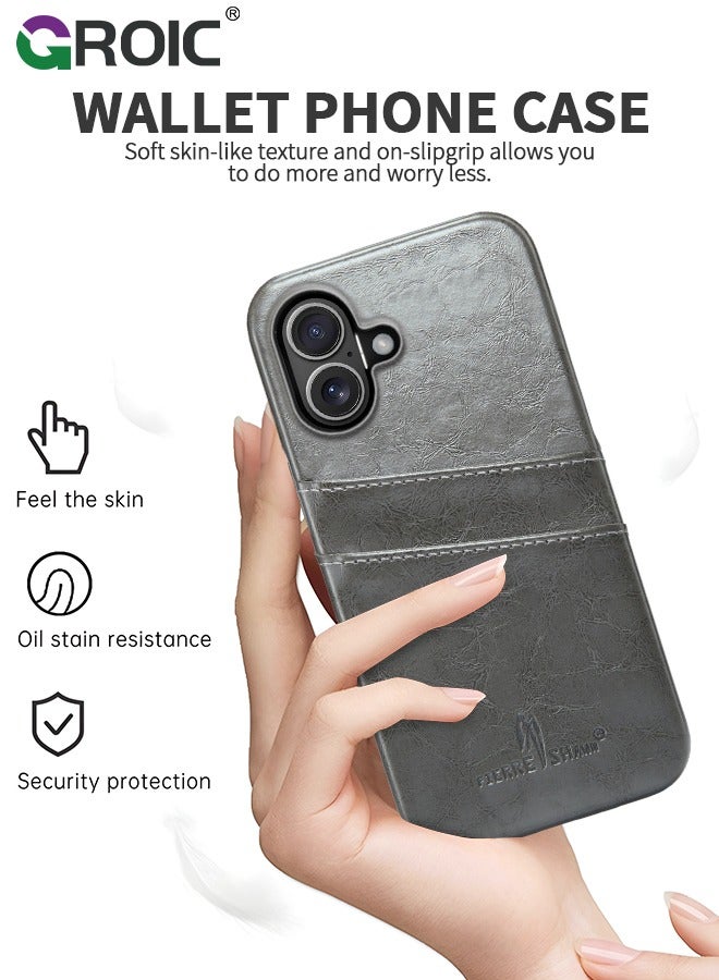 GROIC iPhone 16 Case Wallet with Credit Card Holder, Flip Premium Leather Magnetic Clasp Kickstand Heavy Duty Protective Cover for iPhone 16 - Image 2