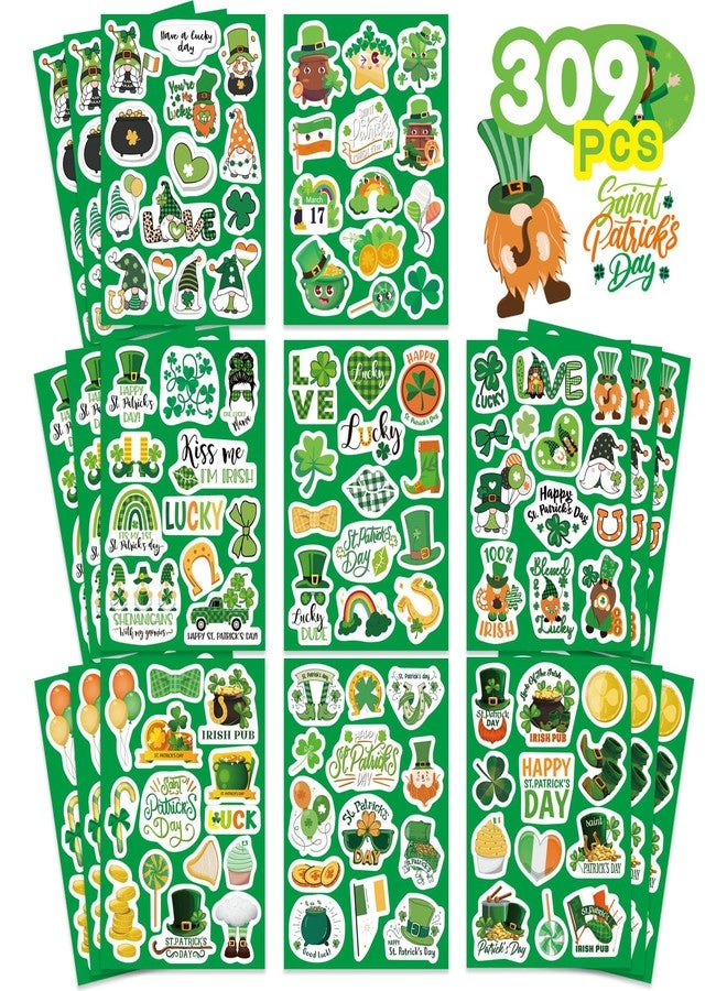 DUJAA 309PCS St. Patrick's Day Theme Stickers Shamrock Stickers for Kids Irish St. Patrick's Day Craft for Toddlers Teachers Classroom Home Favor Gift Supplies - Image 1