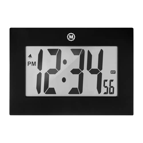 MARATHON Large Digital Wall Clock with 8” Display, Black - Easy to Read - Image 1