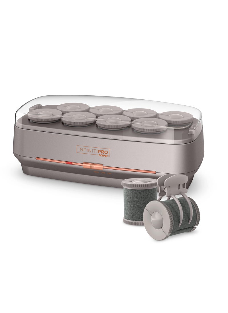 CONAIR INFINITIPRO BY CONAIR Ceramic Flocked Hot Rollers for Long, Medium, and All Hair - Hair Curler - Hair Roller Clips Included - 2 inch Rollers 