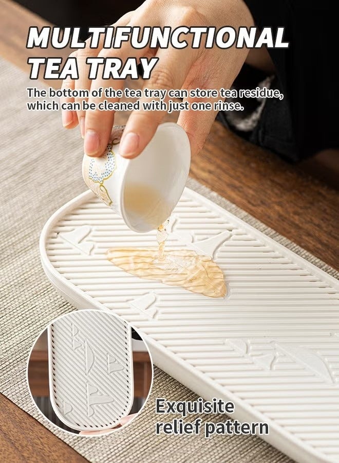 Beauenty White Porcelain Tea Set with Teapot, Tea Cans, Tea Cups, Tea Tray, Storage Bag, Handmade, Portable Travel Teaset for Home, Outdoor, Office Gifts - Image 3