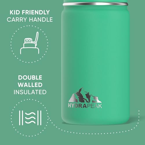 Hydrapeak Mini 14oz Water Bottle with Straw Lid, Stainless Steel Double Wall Insulated Water Bottle | Leak-Proof and Spill-Proof Water Bottle, 24 Hours Cold (Jade) - Image 3