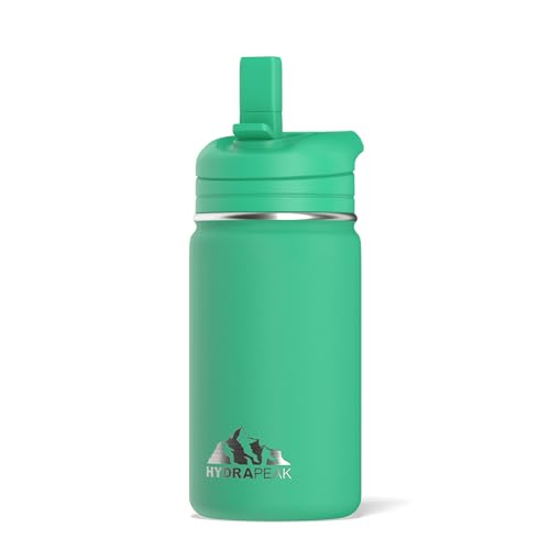 Hydrapeak Mini 14oz Water Bottle with Straw Lid, Stainless Steel Double Wall Insulated Water Bottle | Leak-Proof and Spill-Proof Water Bottle, 24 Hours Cold (Jade) - Image 1