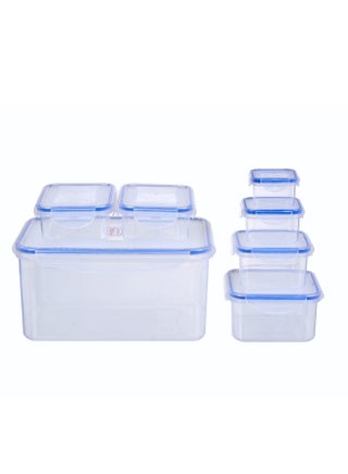 FEELINGS Plastic Food Storage Containers 14-Piece|Airtight Storage Containers|Clip-Lock Lids|Sizes 80ml, 170ml, 400ml, 700ml, 500ml (2pcs) & 5200ml Blue