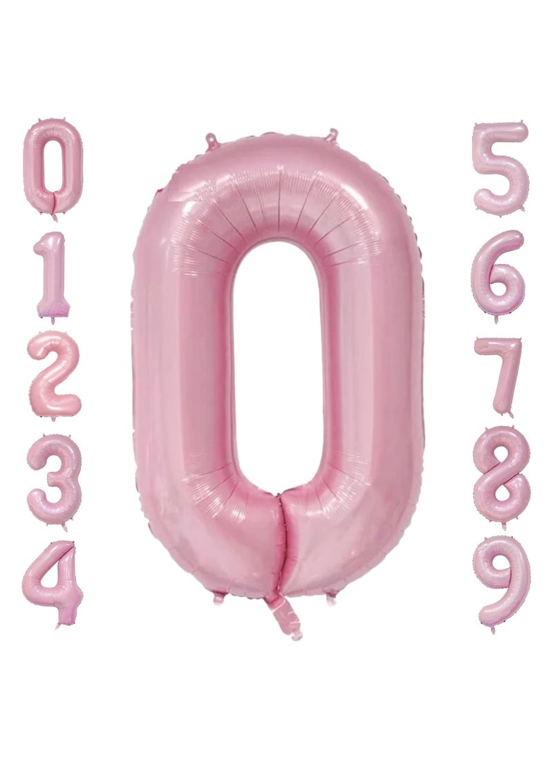 Party with Emma Pink Number Balloons 40 Inch Birthday Foil Balloon Party Decorations Supplies Wedding Bachelorette Birthday Bridal Shower Graduation Anniversary Celebration Decoration Fly with Helium (Number 0)  - Image 1