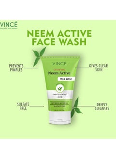 VINCE Neem Face Wash – Deep Cleansing, Detoxifying & Exfoliating – Fights Acne, Pimples, and Bacteria – Refreshes, Hydrates, and Leaves Skin Clear and Glowing – 120ml  - Image 2