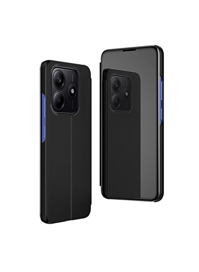 The Bros Case For Redmi Note 14 4G 163.25mm Plated Mirror Horizontal Flip Leather Phone Case with Holder