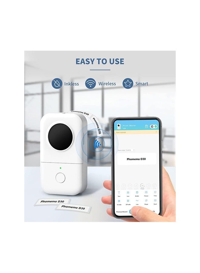 phomemo Phomemo D30 Label Printer, Bluetooth Wireless Mini Pocket Smartphone Label Maker Machine, Direct Thermal Printer Rechargeable Labeler Compatible with iPhone/Android, for Home Office Labeler - Image 2