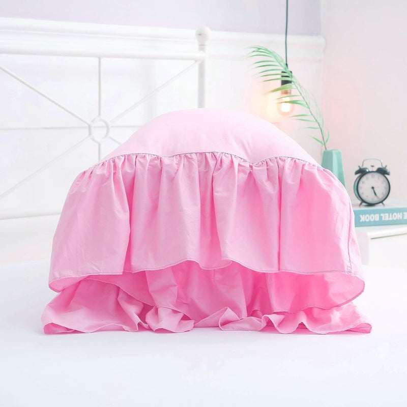 Meaning4 2-Pack Lilac Pink Pillow Cases Shams Covers with Long Ruffles Mermaid Fishtail Pure Cotton King Size 20""X36"" Boudoir - Image 3