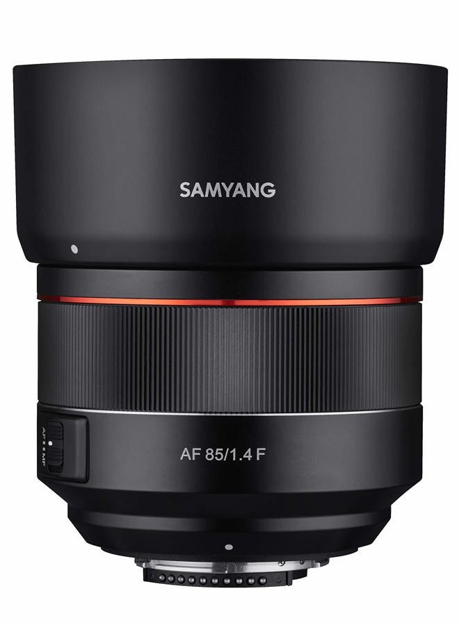 Samyang عدسة ساميانغ 85 مم F1.4 بؤرة تلقائية كاملة الإطار مقاومة للعوامل الجوية عالية السرعة لتثبيت نيكون F، حجم واحد - Image 1