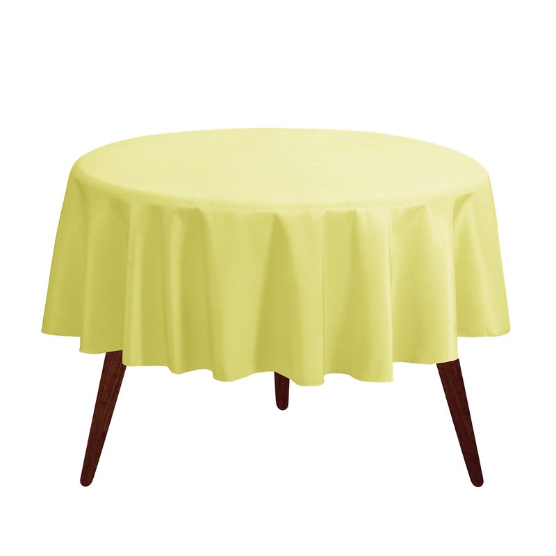 Gee Di Moda Round Tablecloth 90 Inch Yellow Round Table Cloth for 30 to 60 Inch Round Tables Heavy Duty Washable Fabric for Buffet Table Holiday Party Dinner Wedding Baby Shower