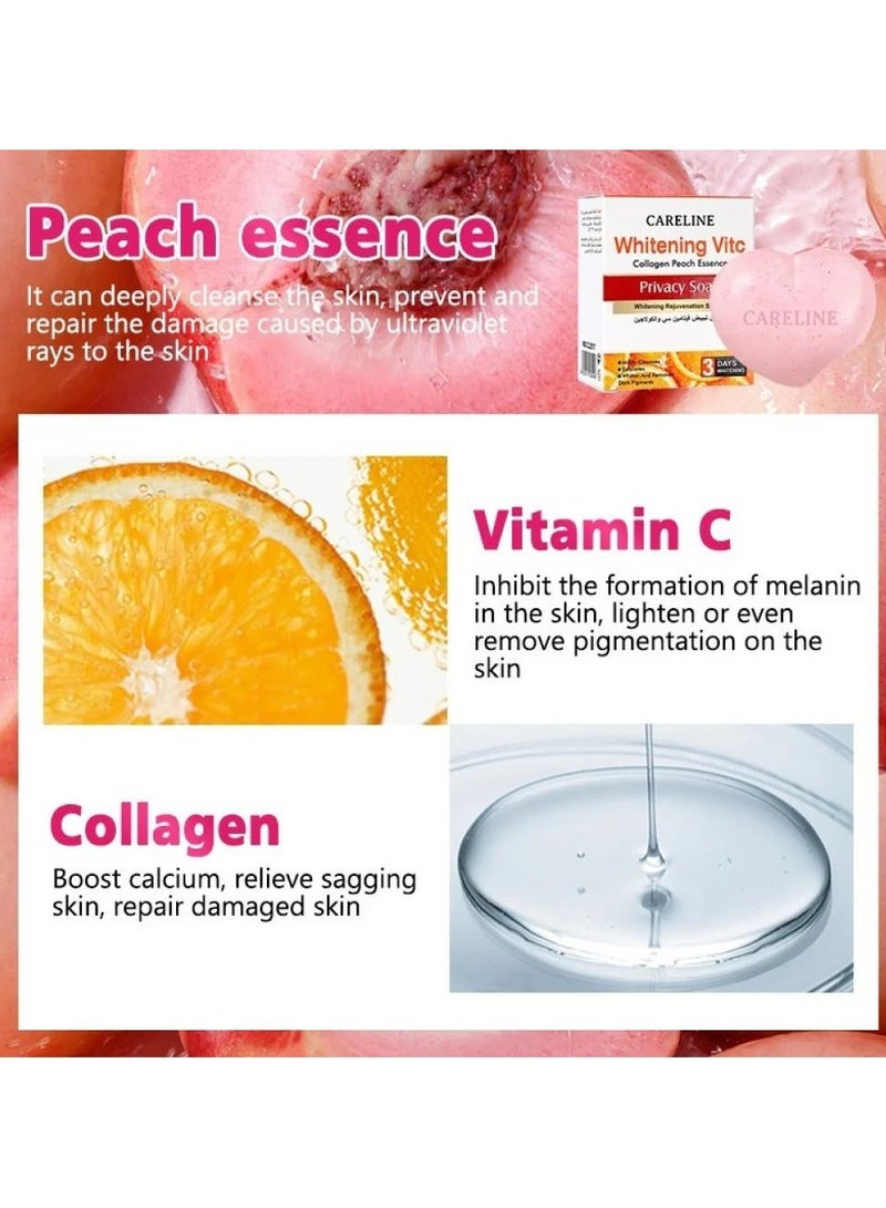 Careline Whitening Vitamin C Soap Collagen Peach Essence Privacy Soap 80 g - Image 2