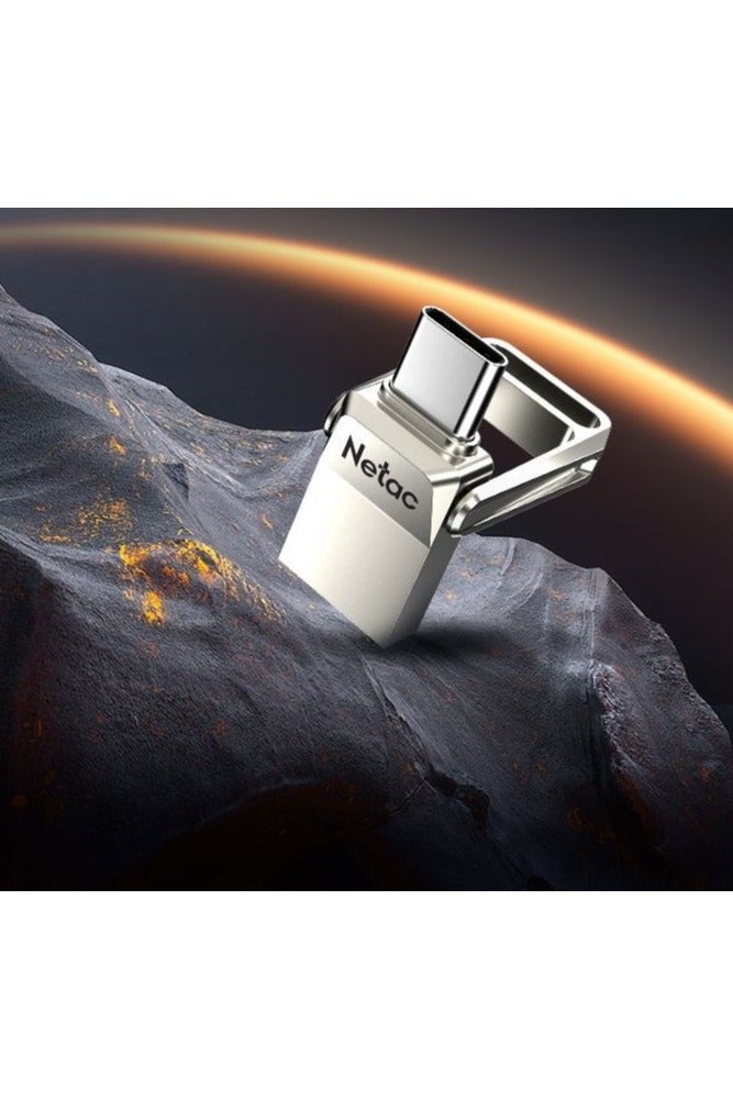 Netac Netac 64GB Dual Interface USB Flash Drive – Type-C + USB 3.2, High-Speed Metal OTG Storage, Silver Memory Stick for Laptop, Smartphone, Tablet, PC - Image 5