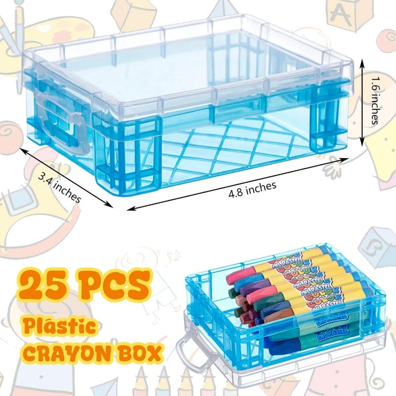Suzile 25 Pcs Plastic Crayon Boxes with Snap Lids Crayon Storage Organizer Stackable Crayon Container Bulk Stacking Crayon Case for Pen Pencil Art Crafts Classroom Office Supplies(Blue) - Image 2