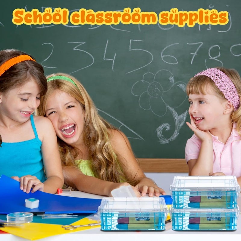 Suzile 25 Pcs Plastic Crayon Boxes with Snap Lids Crayon Storage Organizer Stackable Crayon Container Bulk Stacking Crayon Case for Pen Pencil Art Crafts Classroom Office Supplies(Blue) - Image 5