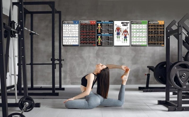 PIXELARTZ ملصقات حائط ورقية تحفيزية للتمارين الرياضية ورسوم توضيحية لبناء الأجسام ملصقات صالة الألعاب الرياضية بجودة HD للمنزل، مكتب حائط متعدد الألوان 12x18 بوصة (عبوة من 6 ملصقات) (07، كبير) - Image 2