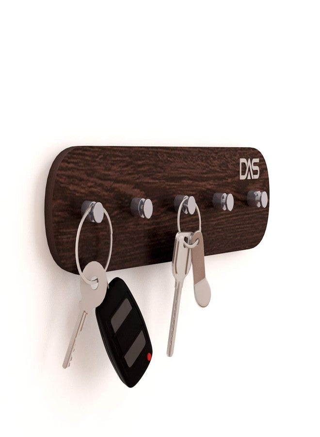 DAS MDF Wall Mounted Home Décor Key Chain Holder/Organizer Key Hooks Wenge (5 Hooks)- Nacio - Image 1